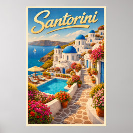 Stunning Santorini - Vintage Travel Poster ポスター