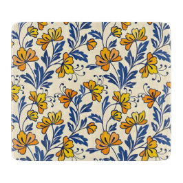 Stunning Seamless Pattern of Flowers and Leaves カッティングボード