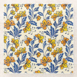 Stunning Seamless Pattern of Flowers and Leaves ガラスコースター<br><div class="desc">Seamless pattern of orange and yellow flowers with blue leaves on a beige background. The floral motif creates a lively,  cheerful tone.</div>