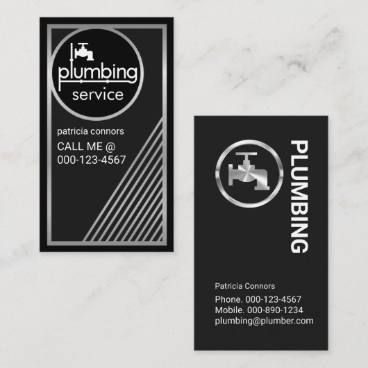 Stunning Silver Plumbing Frame 名刺 (正面/裏面)