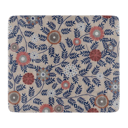 Stunning Teal and Magenta Foliage Pattern  カッティングボード (正面)