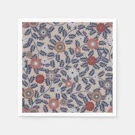 Stunning Teal and Magenta Foliage Pattern  スタンダードカクテルナプキン