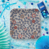 Stunning Teal and Magenta Foliage Pattern  ペーパープレート (パーティー)