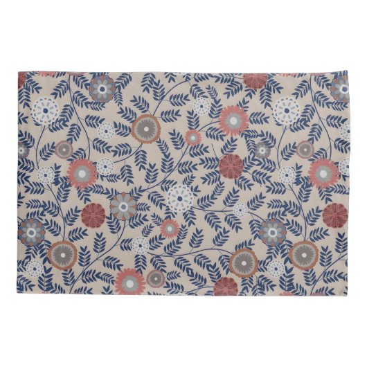 Stunning Teal and Magenta Foliage Pattern  枕カバー (裏面-左)