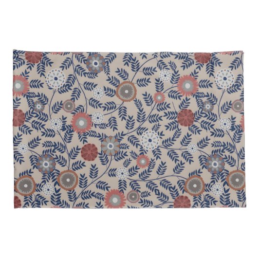 Stunning Teal and Magenta Foliage Pattern  枕カバー (裏面-右)