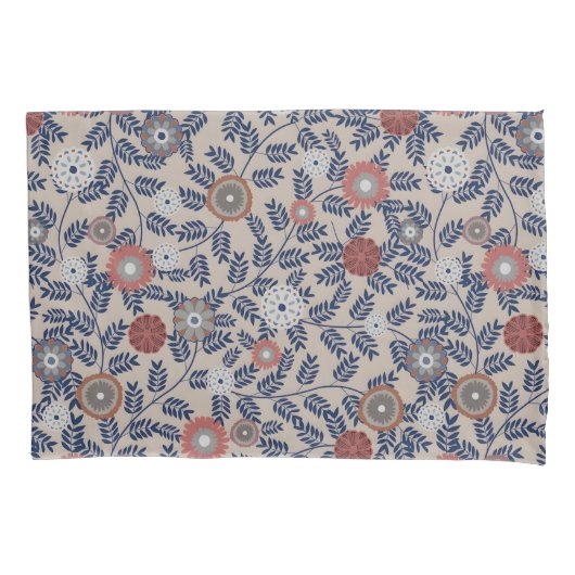 Stunning Teal and Magenta Foliage Pattern  枕カバー (正面左)