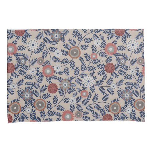 Stunning Teal and Magenta Foliage Pattern  枕カバー (正面右)