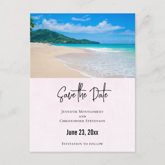 Stunning Tropical Getaway Beach Save the Date インビテーションポストカード (正面)