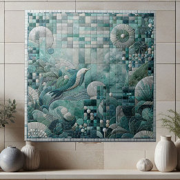 Stunning Underwater Aquamarine Crystal Blue Mosaic タイル