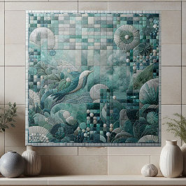 Stunning Underwater Aquamarine Crystal Blue Mosaic タイル