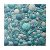 Stunning Underwater Shells Aquamarine Blue Mosaic  タイル (正面)