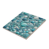 Stunning Underwater Shells Aquamarine Blue Mosaic  タイル (側面)
