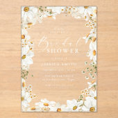 Stunning White Flowers Spring Bridal Shower アクリル招待状 (正面)