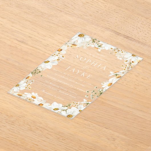 Stunning White Flowers Wedding  アクリル招待状 (レイダウン)
