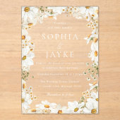 Stunning White Flowers Wedding  アクリル招待状 (正面)