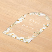Stunning White Flowers Wedding Save The Date アクリル招待状 (レイダウン)