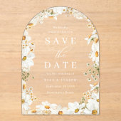Stunning White Flowers Wedding Save The Date アクリル招待状 (正面)