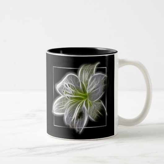 Stunning White Lily Fractal Art Black ツートーンマグカップ (右)