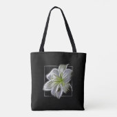 Stunning White Lily Fractal Art Black トートバッグ (裏面)