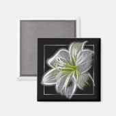 Stunning White Lily Fractal Art Black マグネット (正面/裏面)