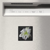 Stunning White Lily Fractal Art Black マグネット (インサイチュ (食洗機))