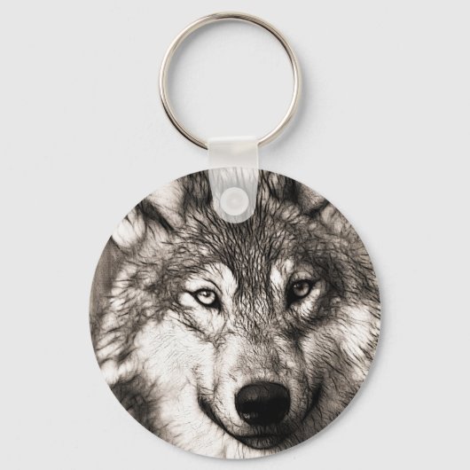 Stunning wolf face photo print accessories therian キーホルダー (正面)