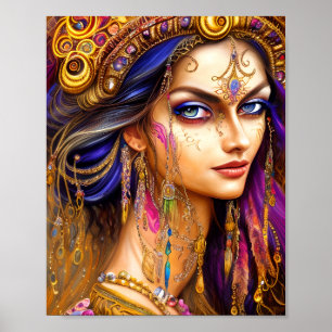 Stunningly Realistic Gypsy Lady Triptych ポスター