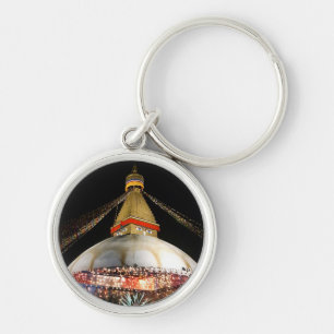 Stupa Boudhanath、夜のカトマンズ-ネパール キーホルダー