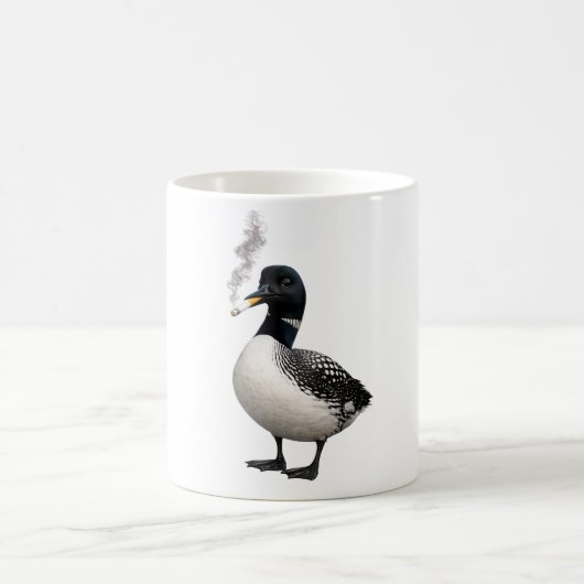 stupid Canadian wolf bird common loon Smoking meme コーヒーマグカップ (中央)