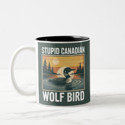Stupid Canadian Wolf Bird Sarcastic Animal  ツートーンマグカップ (左)