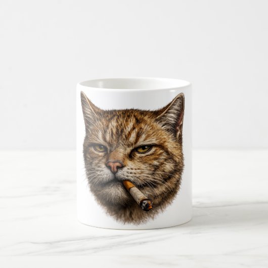 Stupid Cool Funny Cat Meme Smoking Cat cigarette  コーヒーマグカップ (中央)