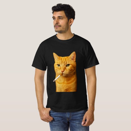Stupid Cool Funny Cat Meme Smoking Cat cigarette  Tシャツ (正面フル)