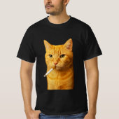 Stupid Cool Funny Cat Meme Smoking Cat cigarette  Tシャツ (正面)
