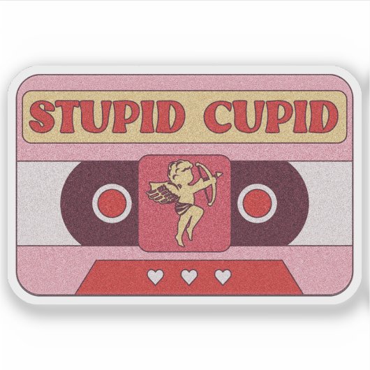 Stupid Cupid カセットテープ - バレンタイン ステッカー シール (正面)