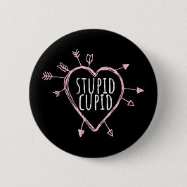 Stupid Cupid Heart With Arrows Fun Valentine's Day 缶バッジ