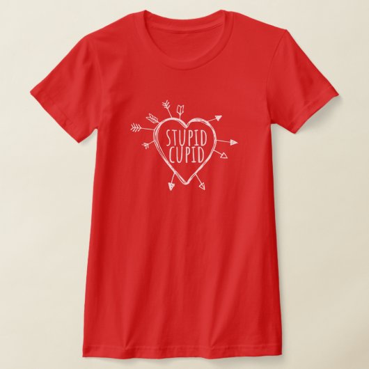 Stupid Cupid Heart With Arrows Funny Sarcasm Tシャツ (レイダウン)