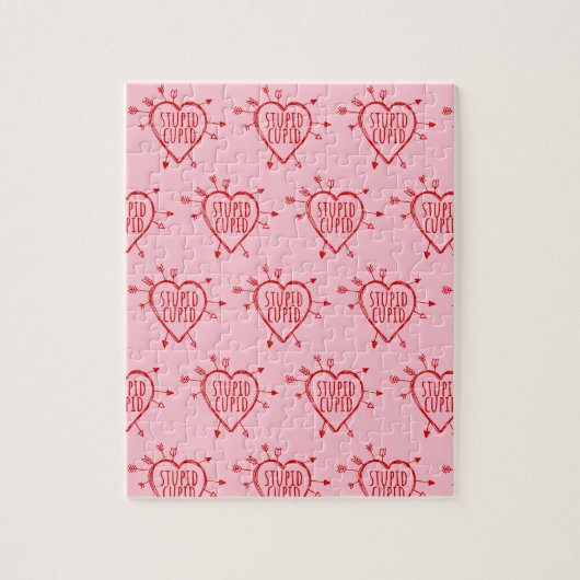 Stupid Cupid Heart With Arrows Funny Sarcastic ジグソーパズル (縦)