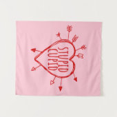 Stupid Cupid Heart With Arrows Funny Sarcastic タペストリー (正面(横))