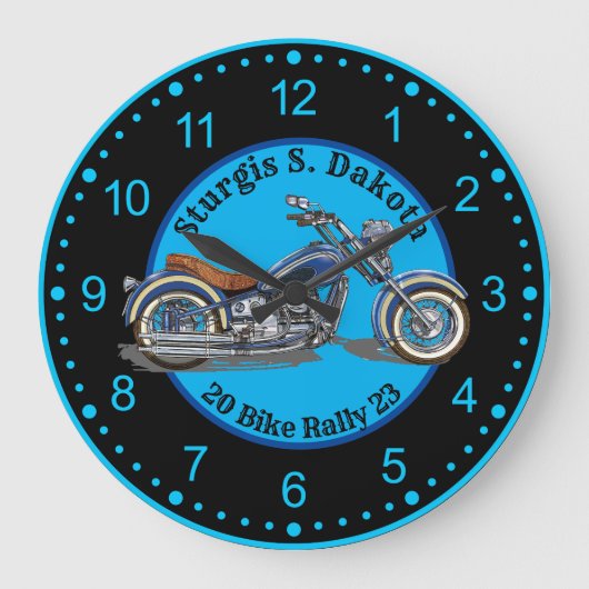 Sturgis BIke Rally 2023ブルーバイク ラージ壁時計 (正面)