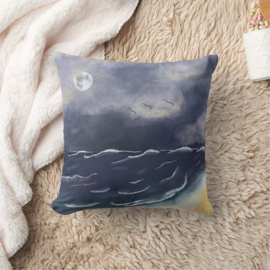 Stürmische Nacht auf den Meer クッション (ブランケット)