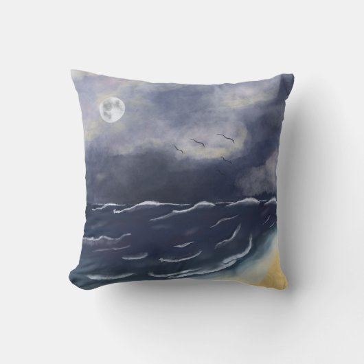 Stürmische Nacht auf den Meer クッション (正面)