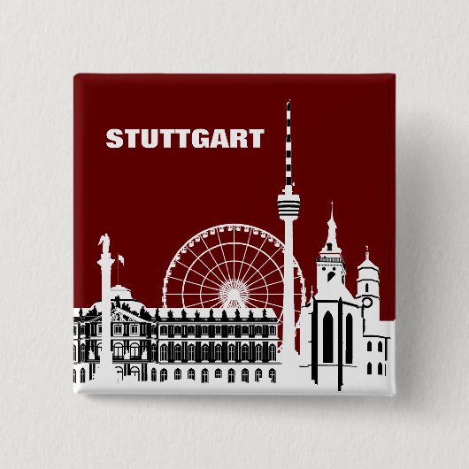 Stuttgar Stadt Skyline - Button / Anstecker / Pin 缶バッジ (正面)