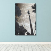 Stuttgart Fernsehturm Art Poster キャンバスプリント (インサイチュ (ウッドフロア))