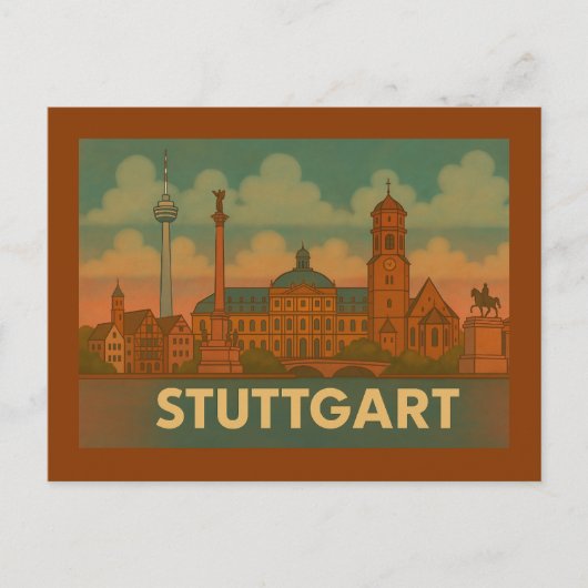 Stuttgart Germany City Art ポストカード (正面)