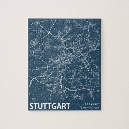 Stuttgart Germany Minimalist City Map Line Art ジグソーパズル (縦)