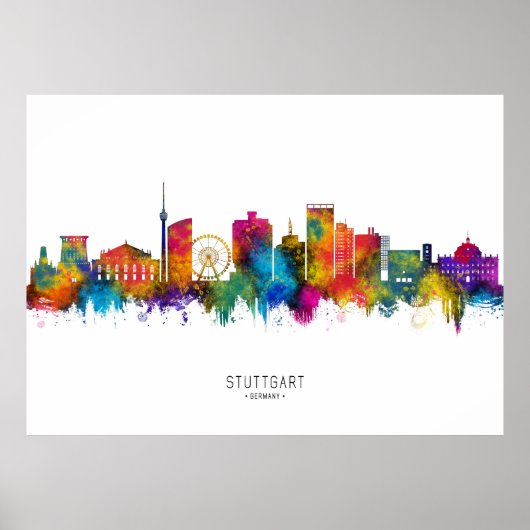 Stuttgart Germany Skyline ポスター (正面)