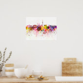 Stuttgart skyline in watercolor background ポスター (キッチン)