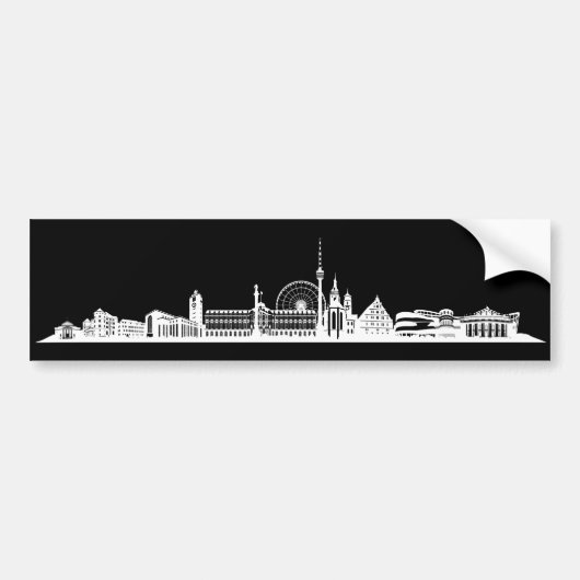 Stuttgart Stadt Skyline - Autoaufkleber /Aufkleber バンパーステッカー (正面)
