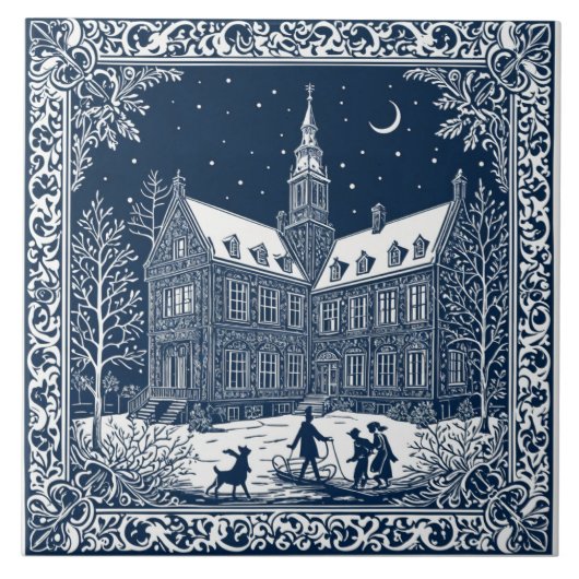 style Delft hiver/Noël 4 タイル (正面)