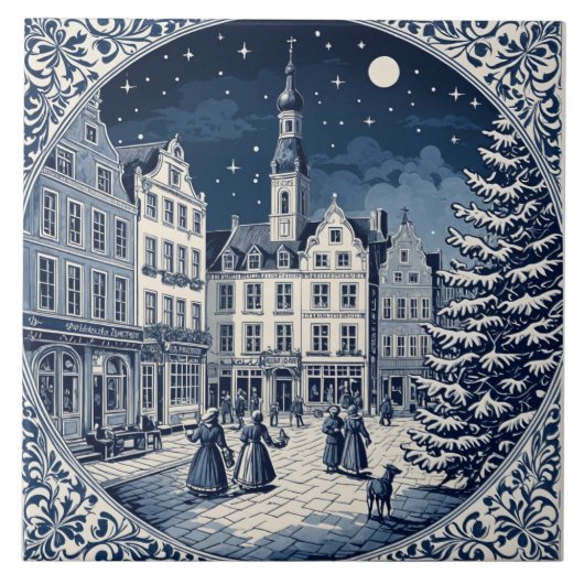 style Delft hiver/Noël 5 タイル (正面)